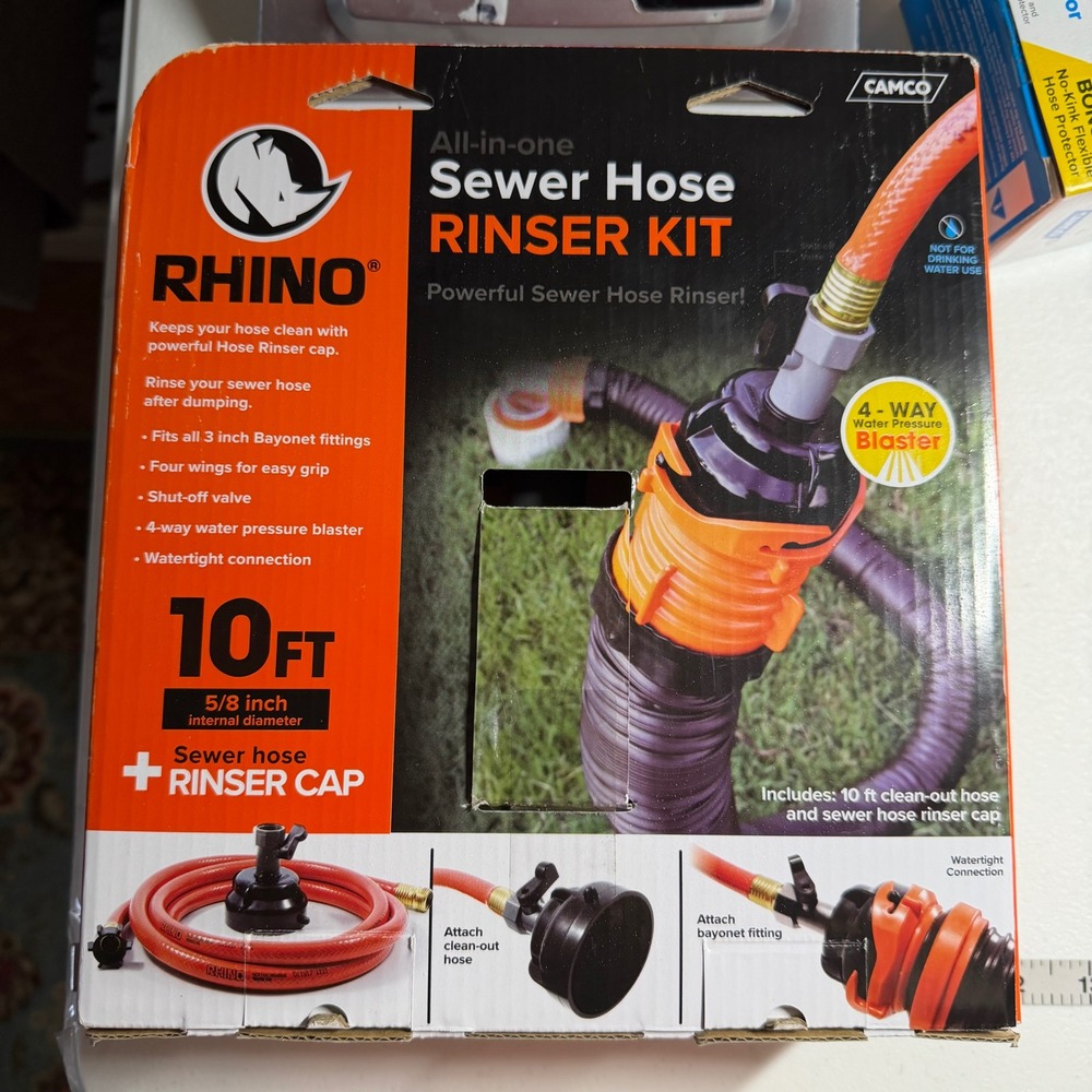 Camco Rhino All-in-One RV Sewer Hose Rinser Kit 10ft Hose 887995 model: 22999